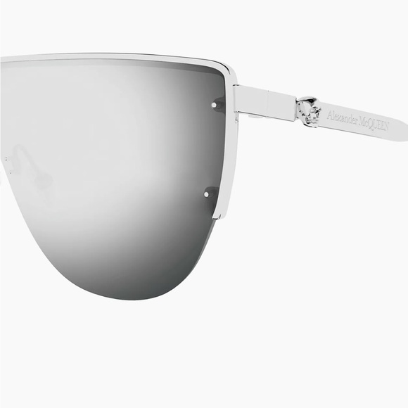 Alexander McQueen Oversize Mask Sunglasses AM04574-004 Silver Grey 99mm-1-145 main image 12